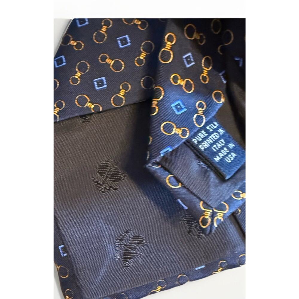 BROOKS BROTHERS Makers Classic Blue Geometric Silk Men’s Tie Made In USA - Picture 5 of 5
